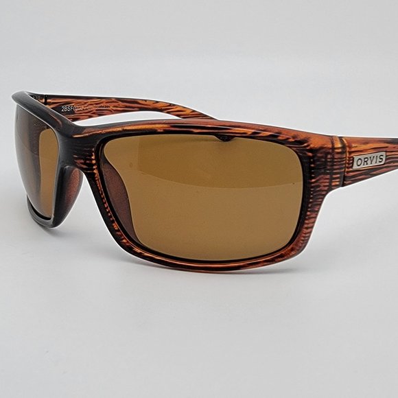*SOLD* Orvis Backwater Brown Stripe Frame Polarized Amber Brown Lens Sunglasses - Picture 1 of 12